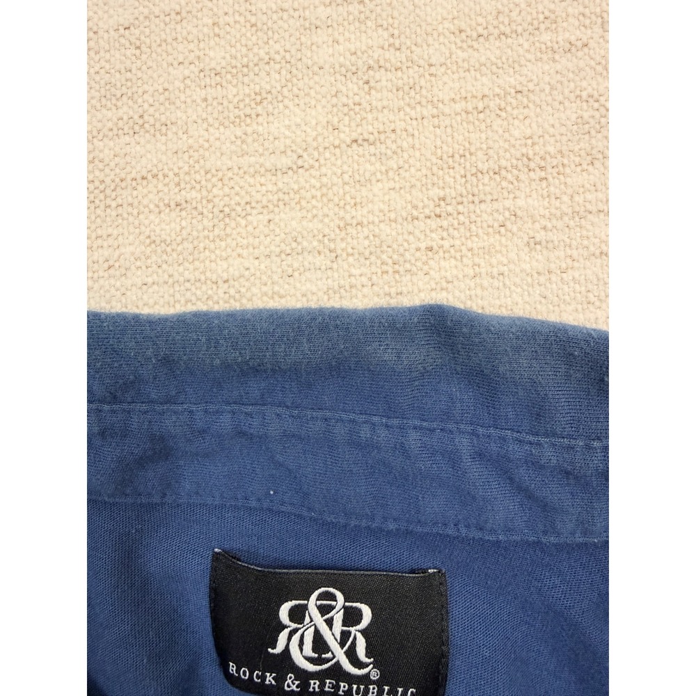 Rock & Republic Polo Shirt Men XXL Blue Good Short Sleeve Space Dye Pocket - Picture 7 of 7